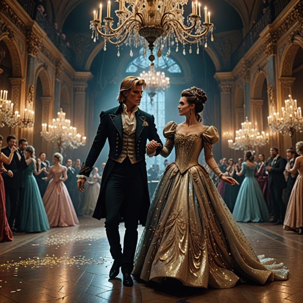 Surreal Masquerade Ball in Whimsical Baroque Style