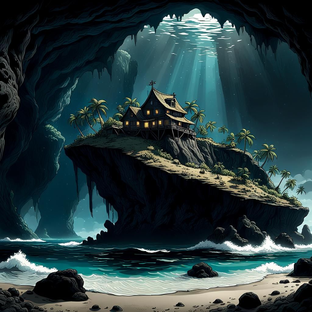 Cursed Black Pearl Island in the Pacific