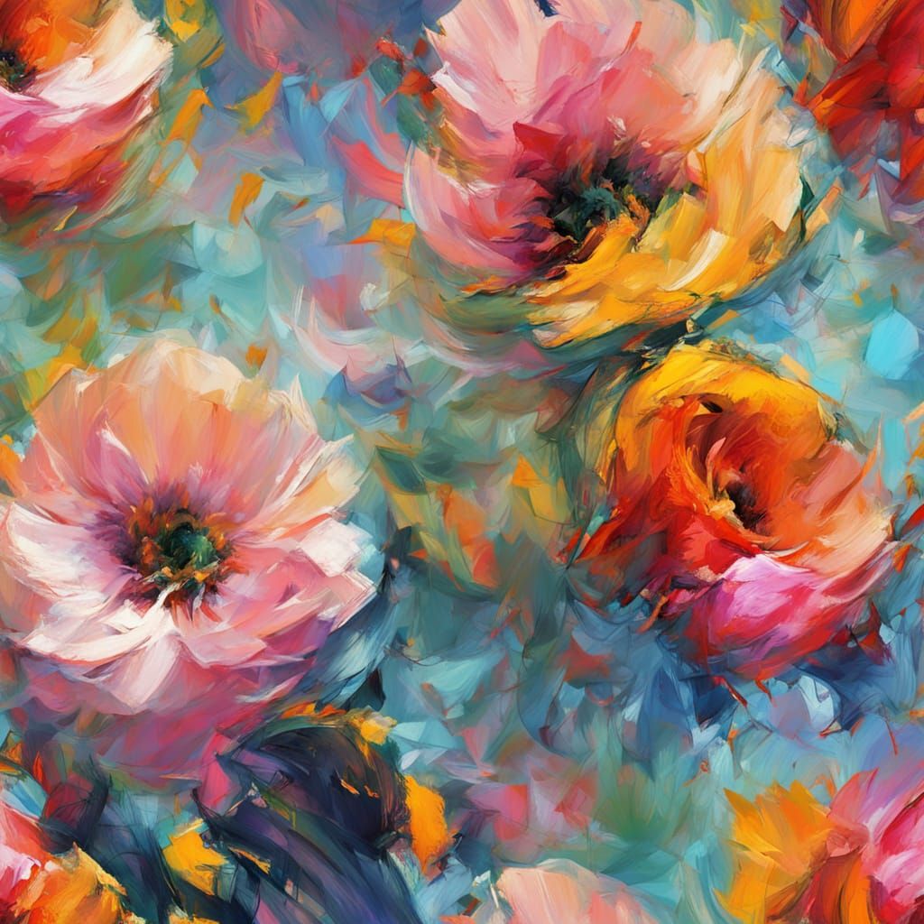 Abstract Expressionism With Dancing Colors and Golden Hour L...