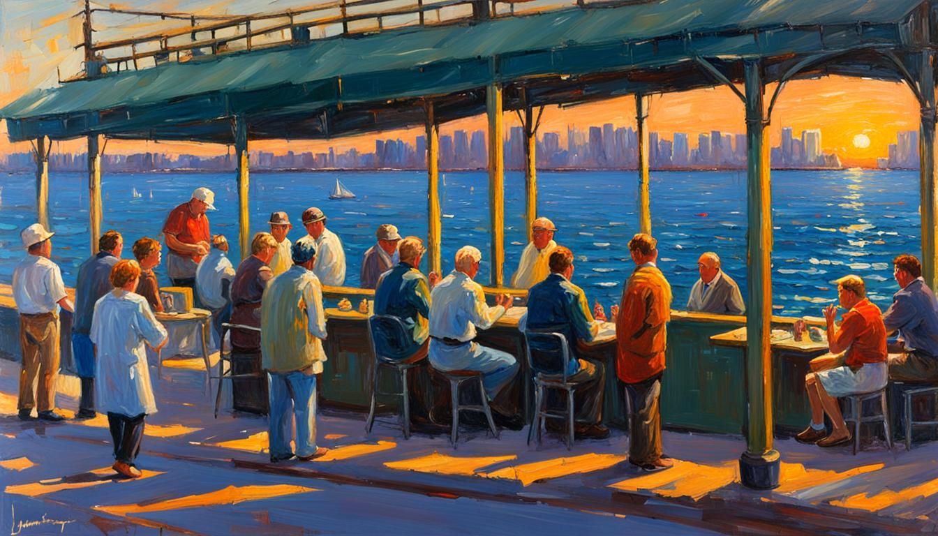 Golden Hour Scene in Oil Painting Style