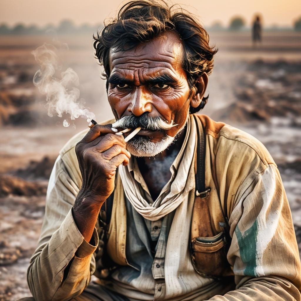 Indian Salt Farmer in Desolate Salt Pan