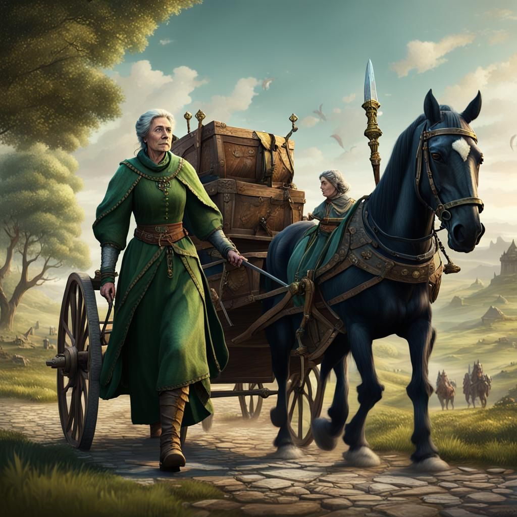 Medieval Female Merchant Adventurer with War Horse