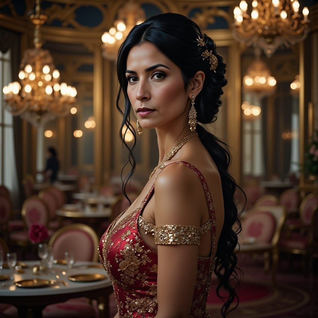 Luxurious Socialite Reigns Supreme in Grand Ballroom