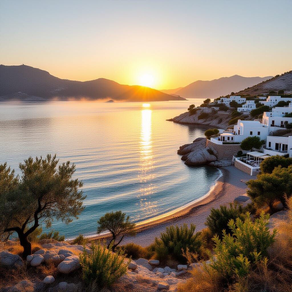 Early Morning Sunrise Over Sissi, Greece