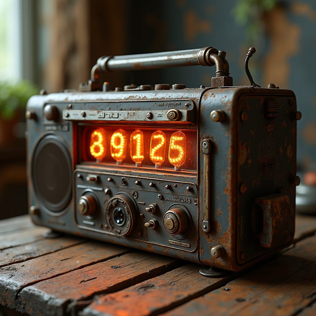 Retro Futuristic Boombox with Nixie Tube Display