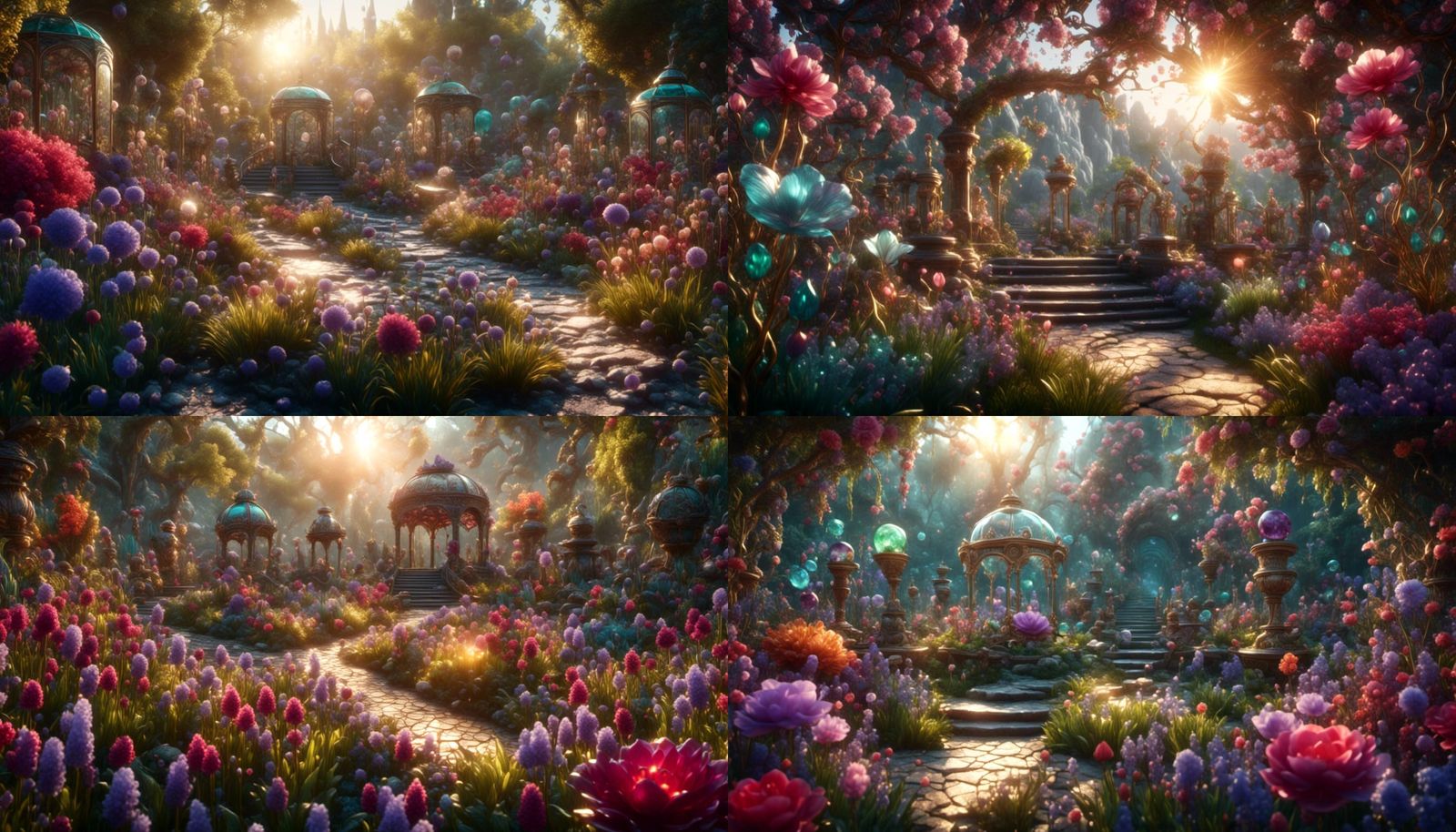 Glass Flower Garden in Morning Sunlight