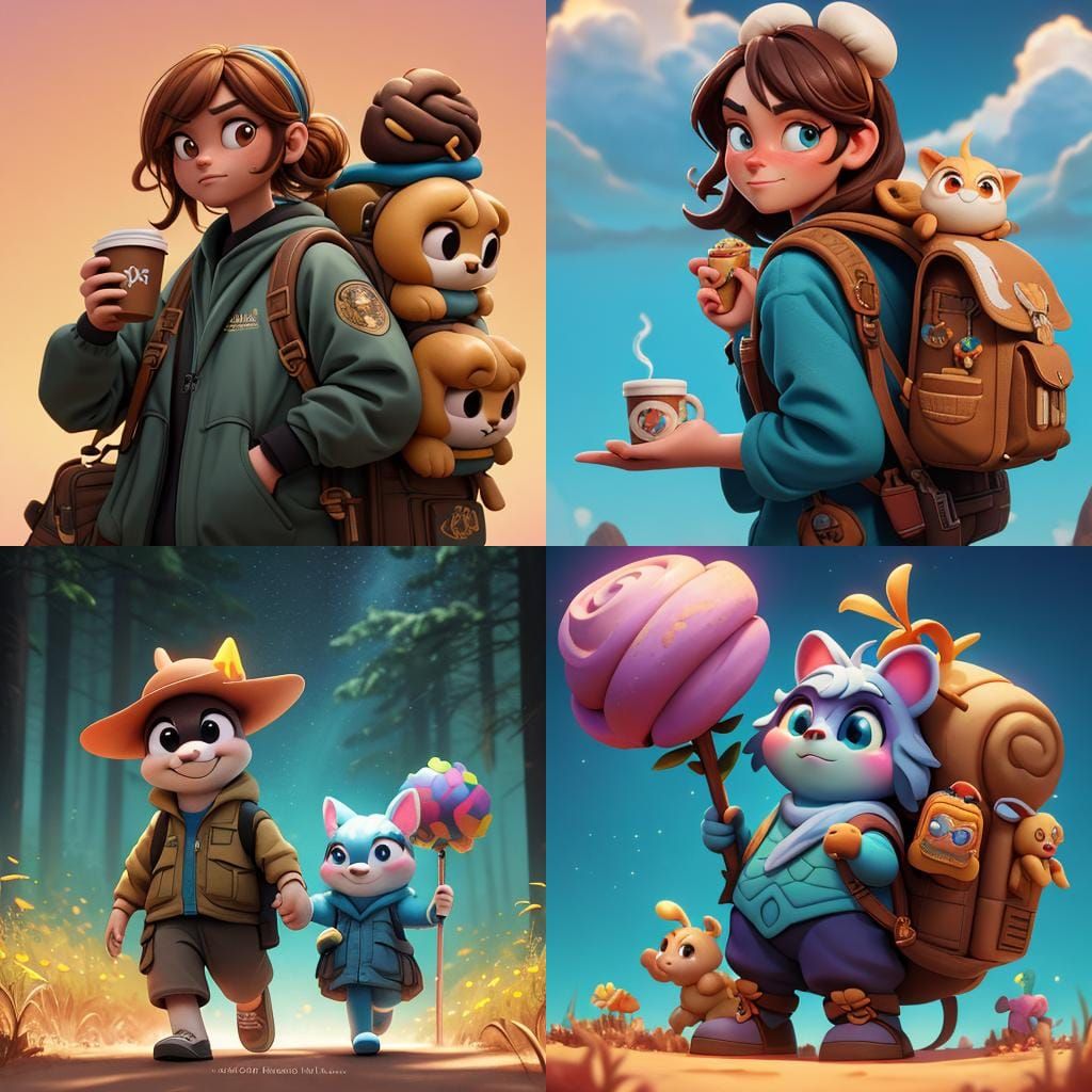 Cinnarolla and Cinnabunny on a Trek: Pixar Style