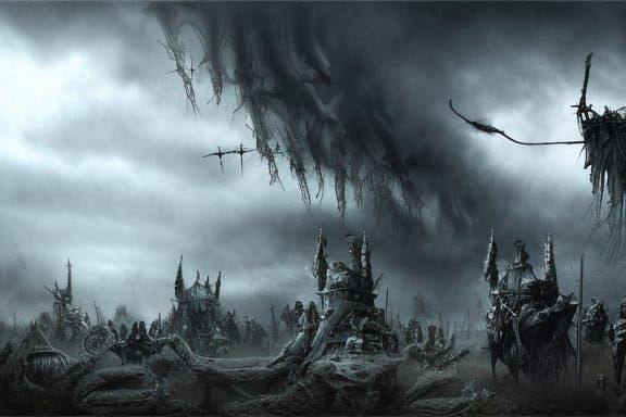 Dark Fantasy Battlefield at Twilight: Hyperdetailed Digital ...