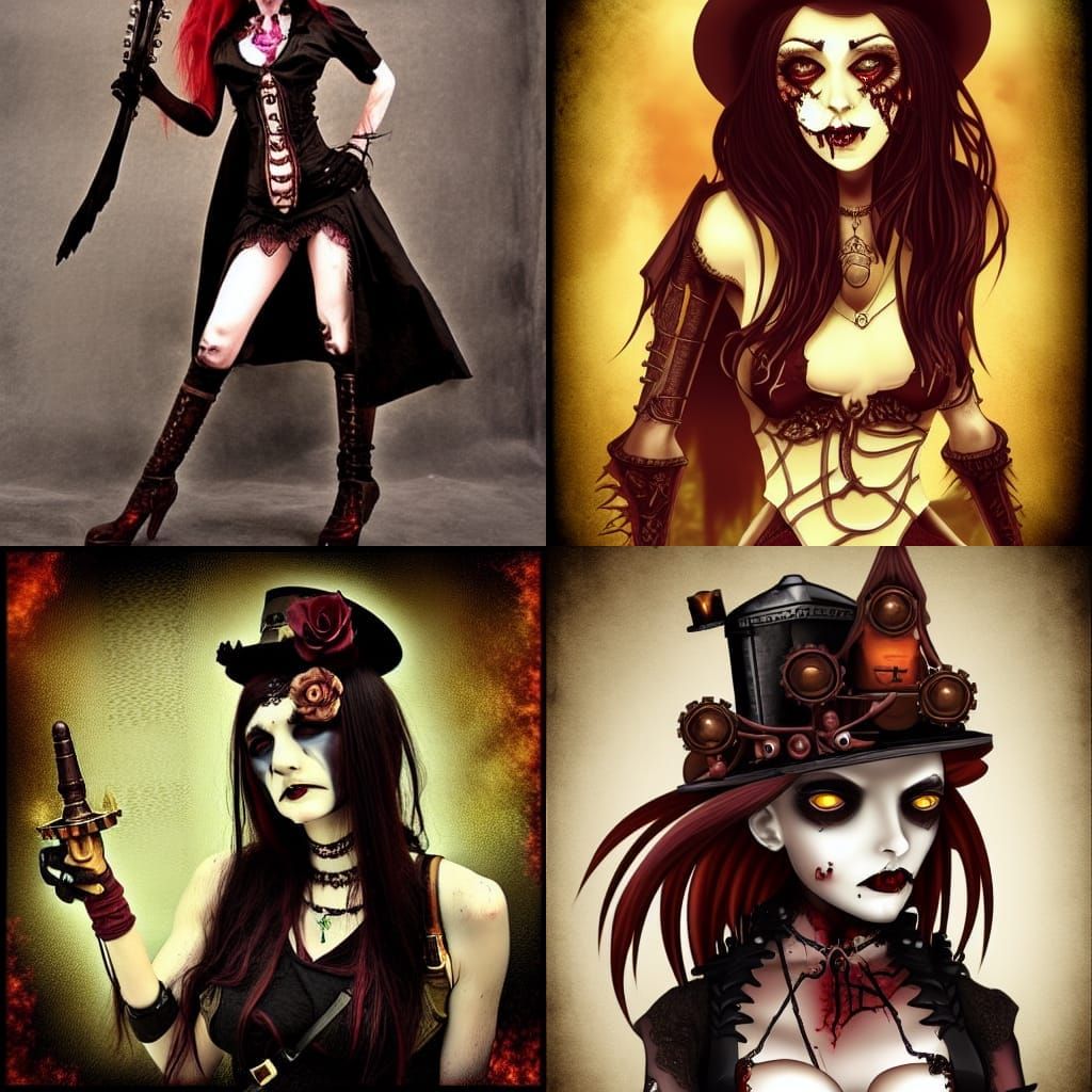 Gothic Vampire Zombie with Steampunk Engine