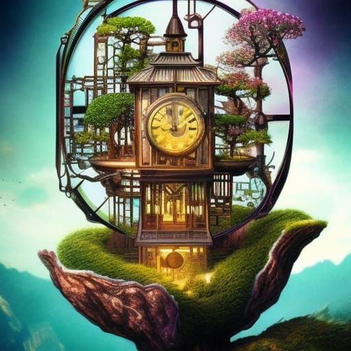 Clockpunk Bonsai Village: Digital Matte Painting