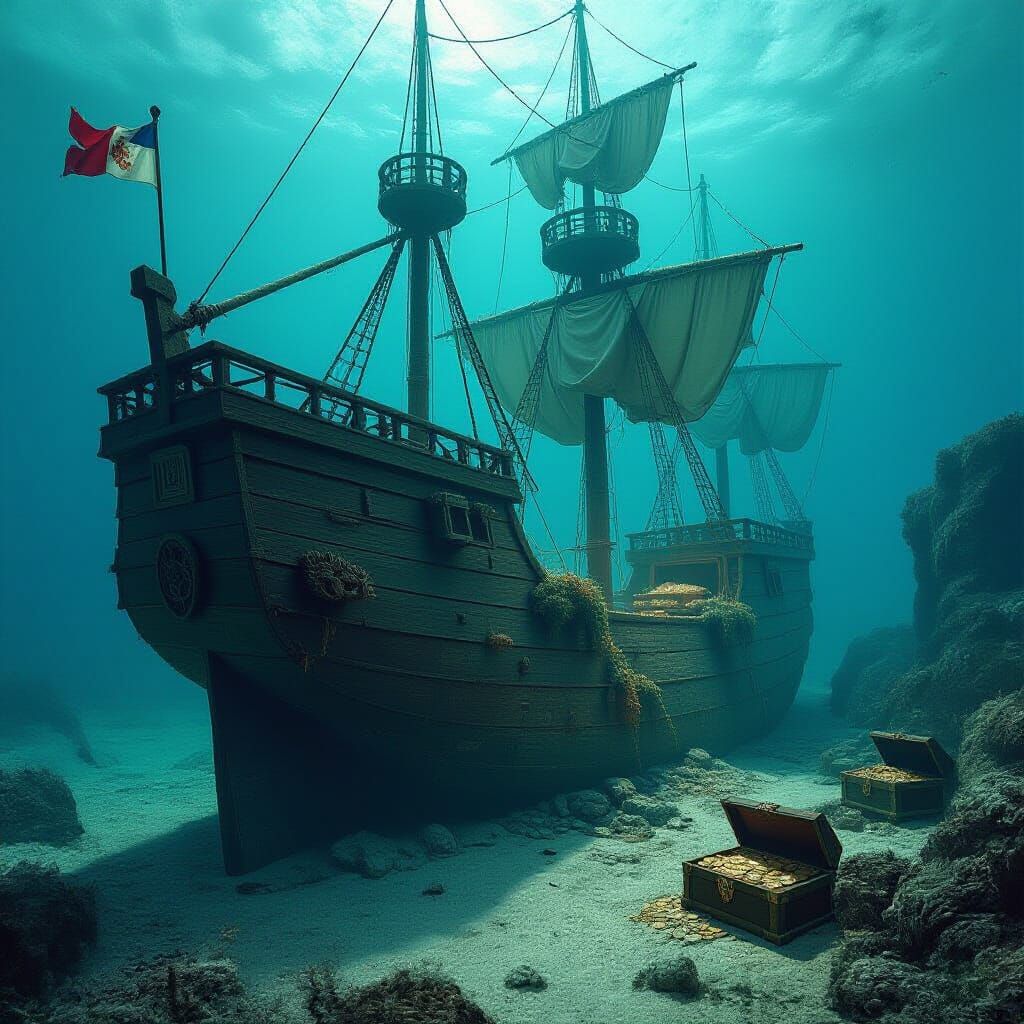 Sunken Royal Shipwreck in Atmospheric Style