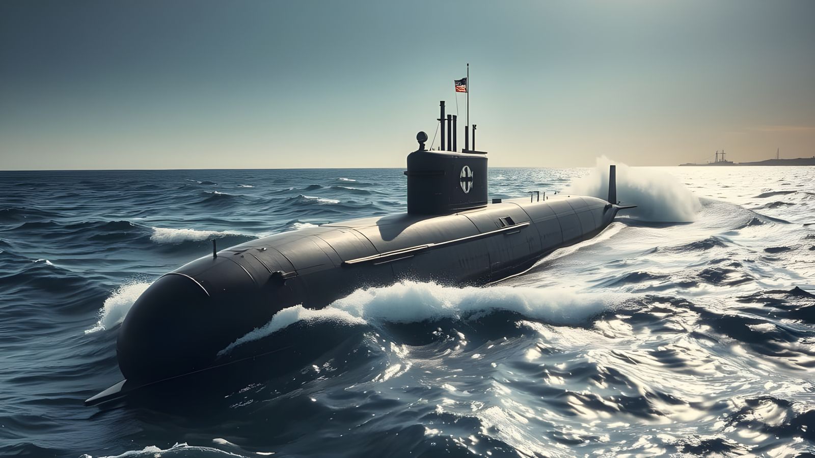 German U-Boat Submarine on Sunny Atlantic Ocean Day
