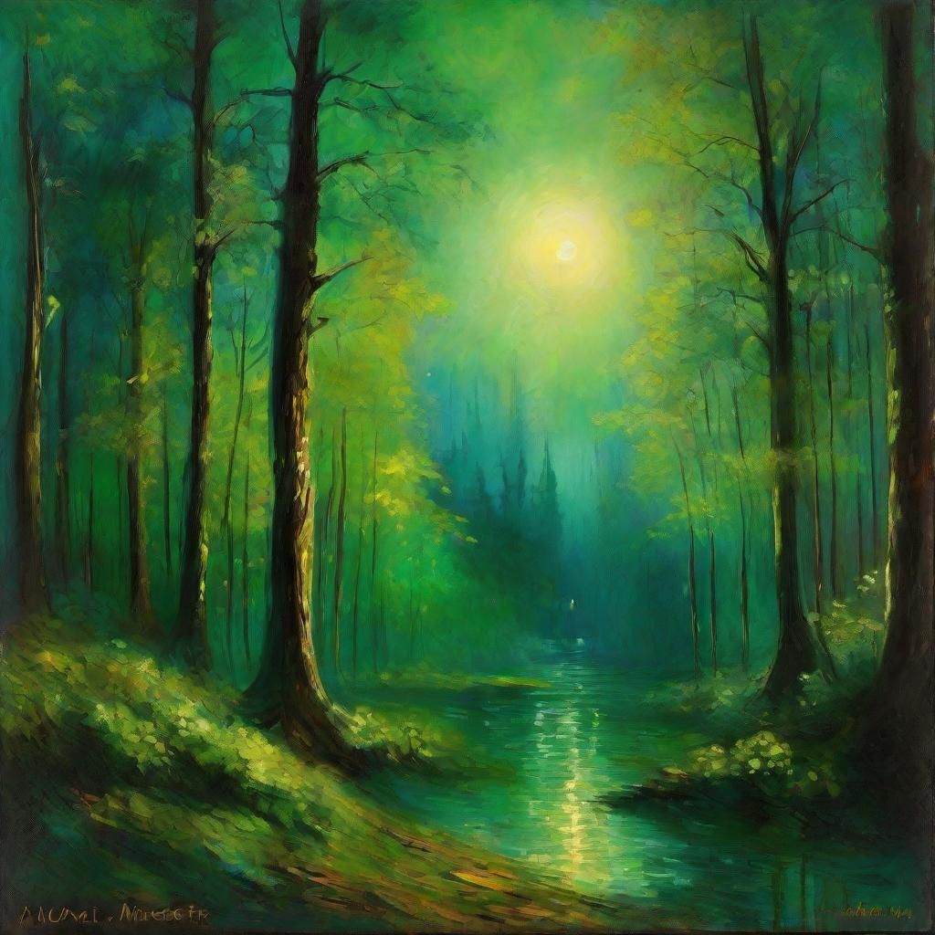 Impressionistic Cityscape at Night as Digital Art