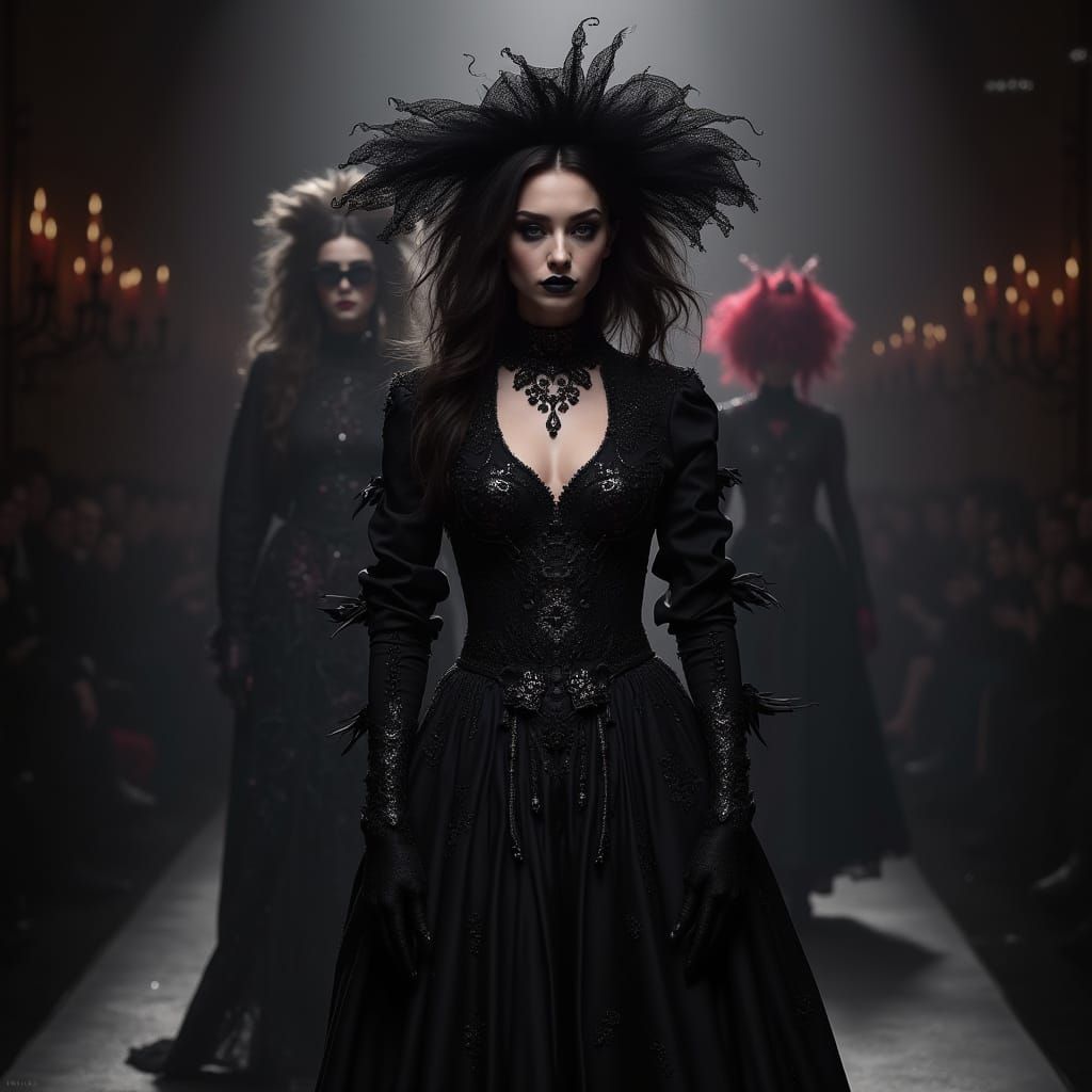 Julia Fox Channels Gothic Glamour on Runway