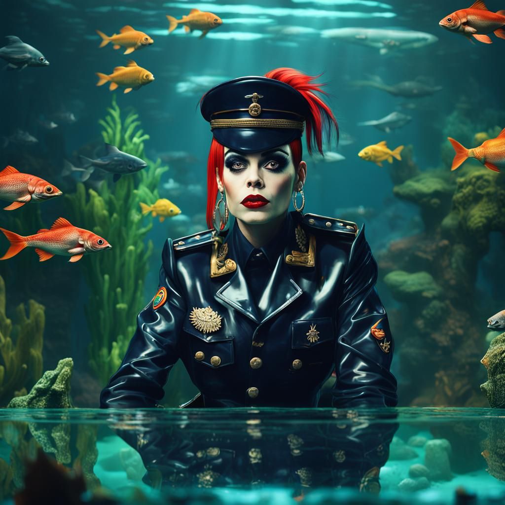 Nina Hagen in Aquarium: Detailed Matte Painting