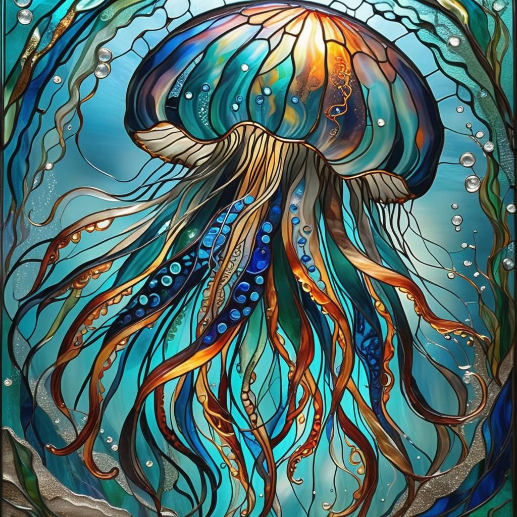 Stunning Stained Glass Jellyfish Art