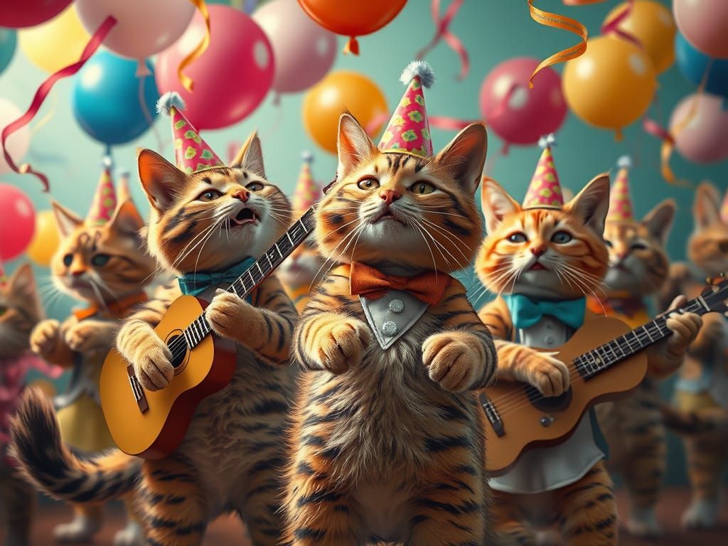 Cats Celebrate: A Lively Party Scene
