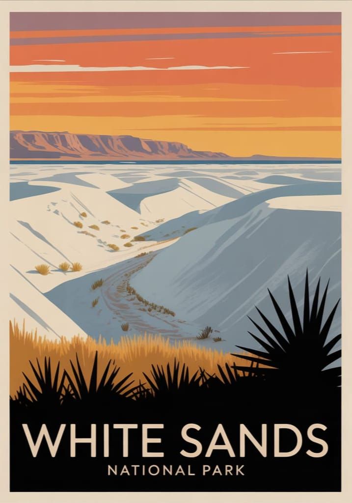 Vintage Travel Poster of White Sands National Park
