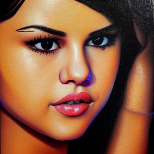 Selena Gomez Portrait in Oil Painting Style