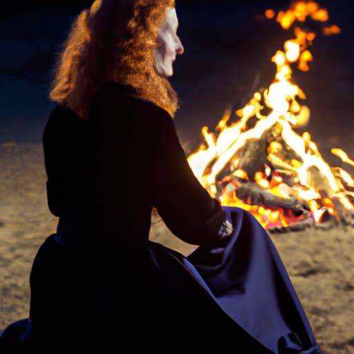 Lilibeth and a bonfire the redhead witch from Kilkenny