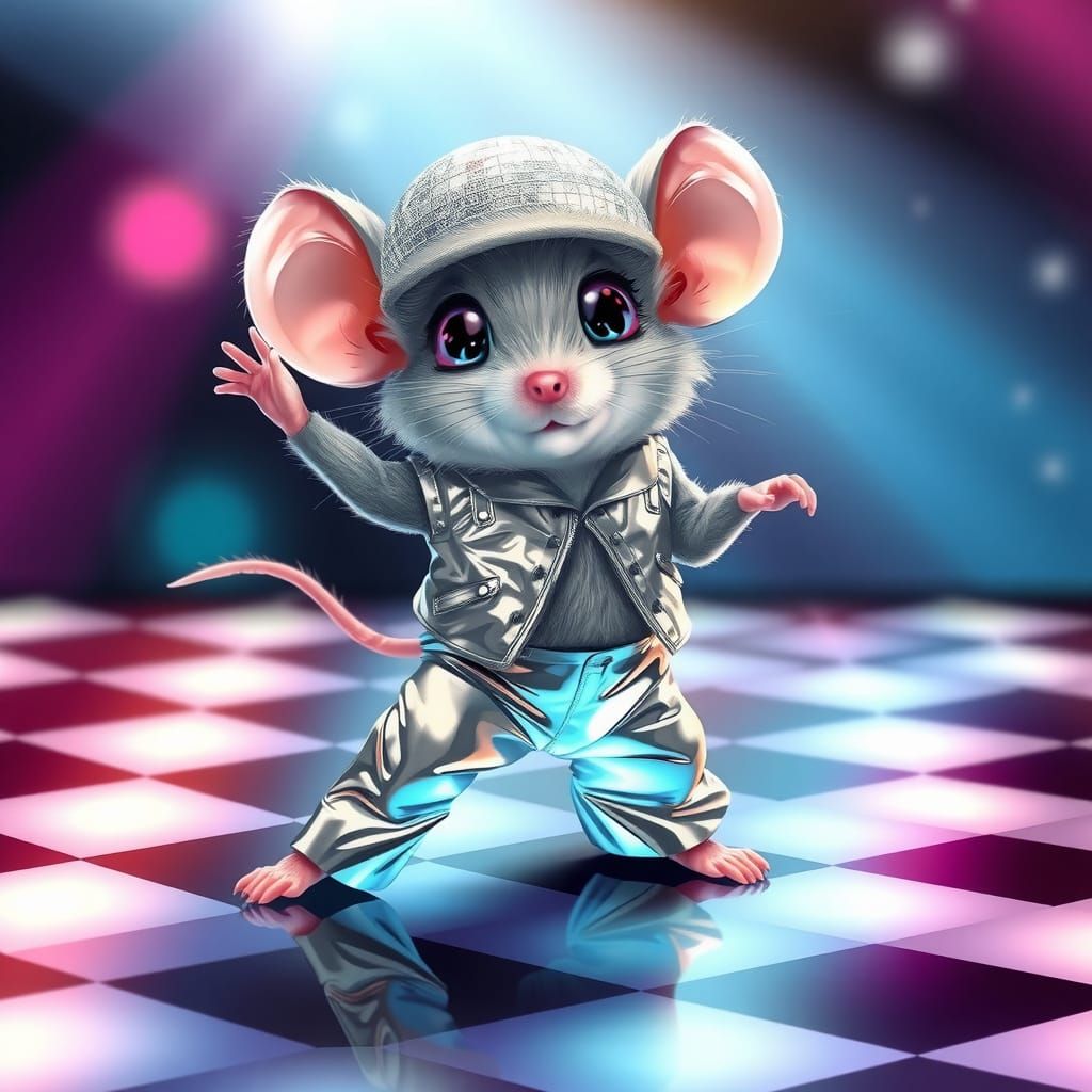 Cute Mouse Disco Star in Shimmering Tin Foil