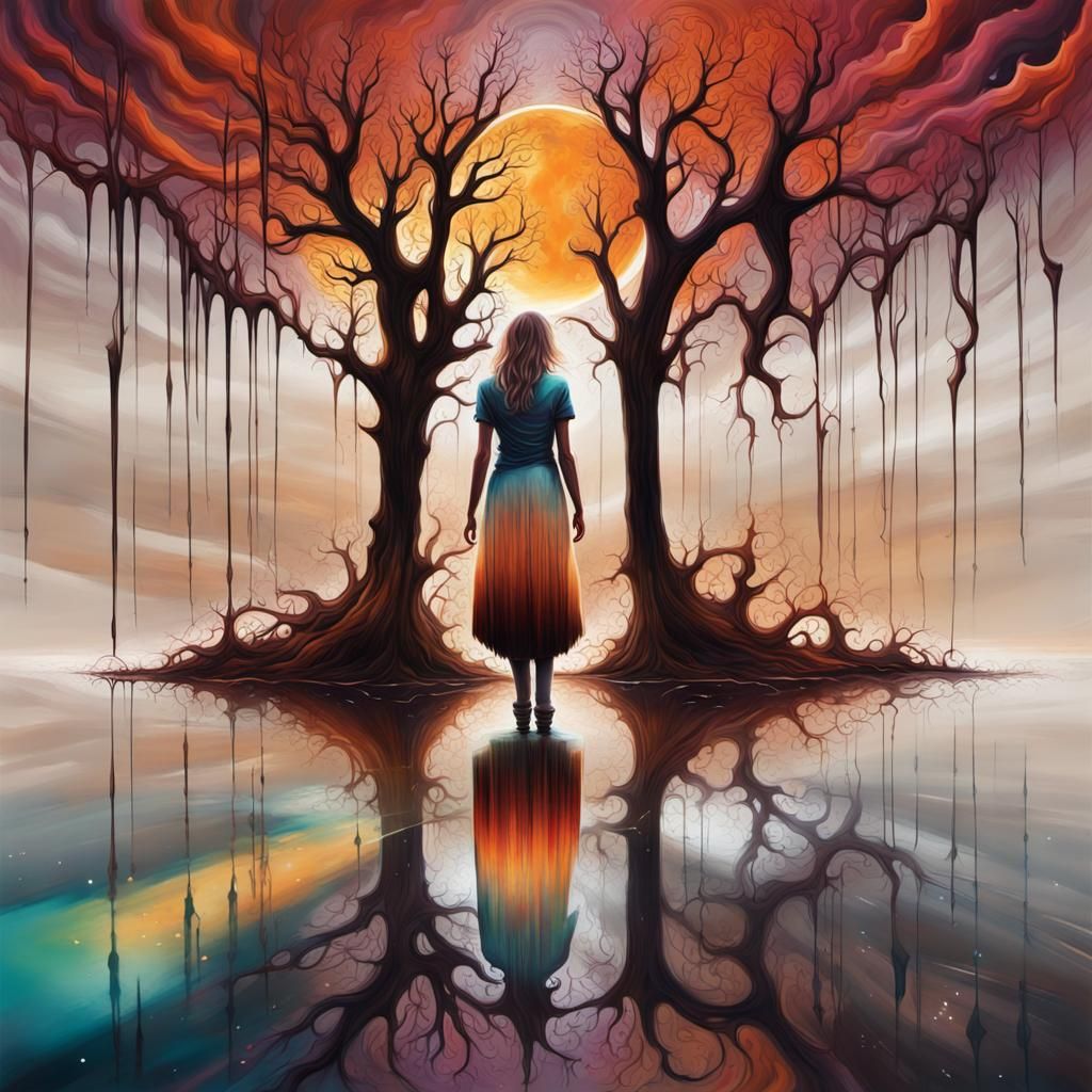 Ethereal Metallic Moonlight in Graffiti Art