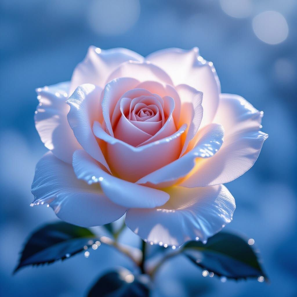 Delicate Ice Rose Macro Photograph