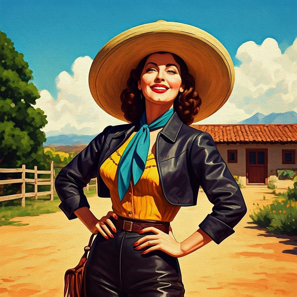 Ava Gardner at the Rancho: Impressionistic Watercolor