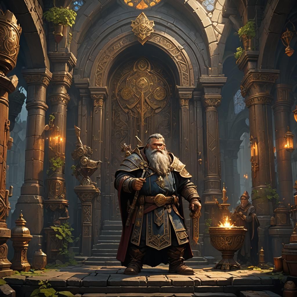 Dwarf Priest in Dark Fantasy Style