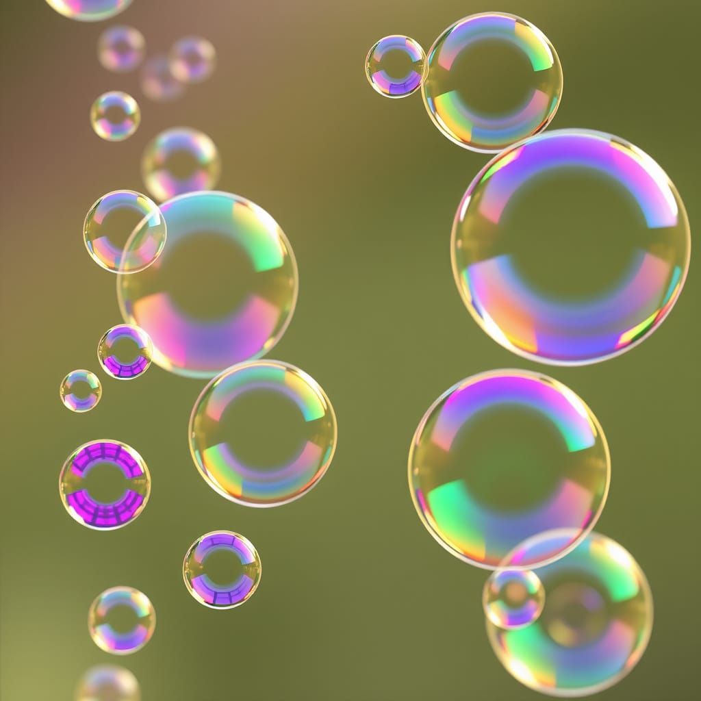 Vibrant Rainbow Bubbles Floating in Space
