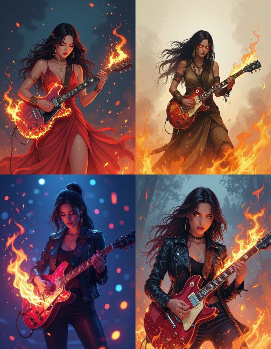 Fiery Woman Ignites Flame with a Glance