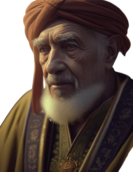 Anime Old Man Storyteller in Middle Eastern Attire