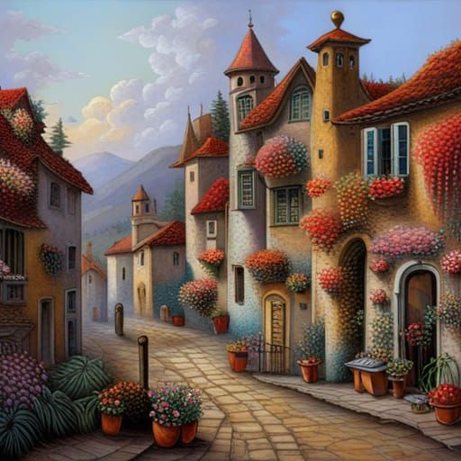 Mystical Figures in Art Nouveau Style