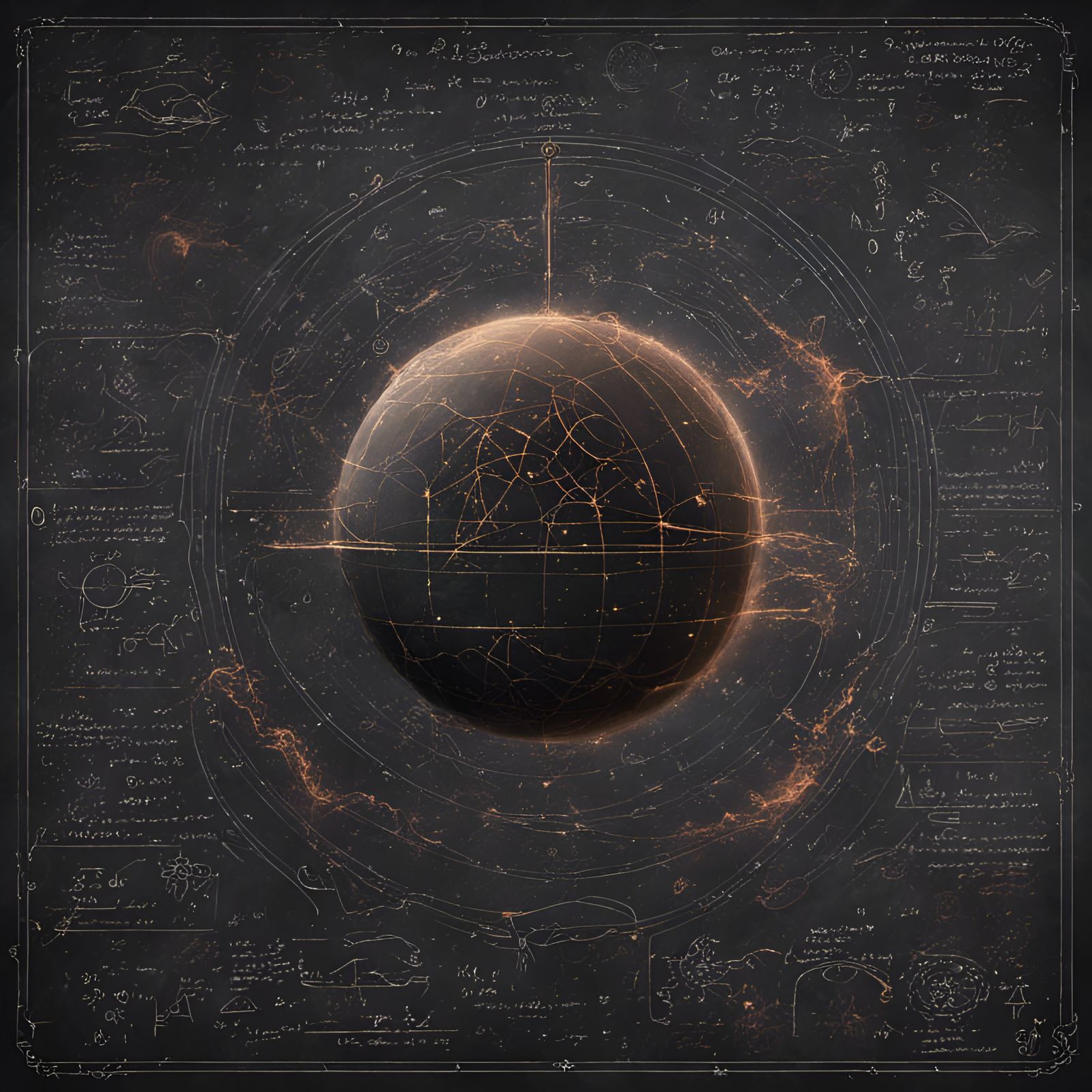 Anti-Gravity Equation Chalkboard in Detailed Matte Painting