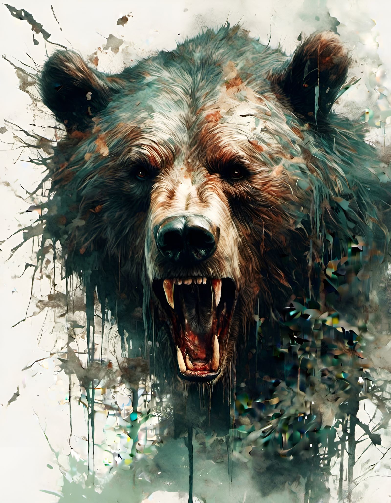 Raging Bear Ghost Digital Illustration