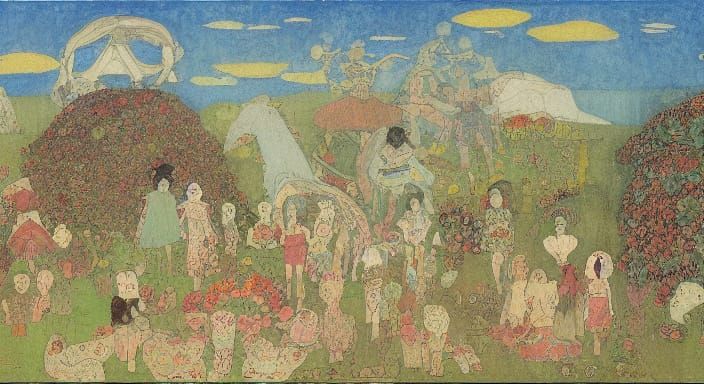 Fantastical Scene Inspired by Naive Art