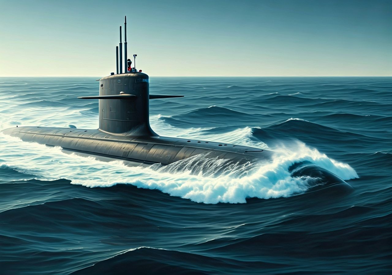 Submarine Emerges in Dystopian Realism Style