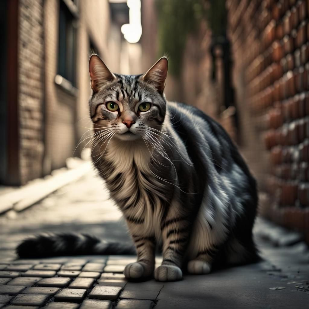 Gritty Portrait of an Old Alley Cat