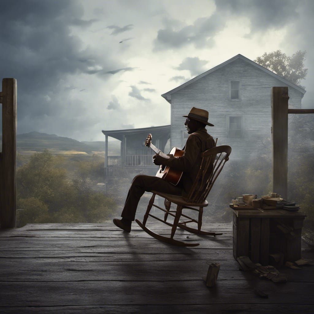 Blues Man on the Porch: Digital Matte Painting