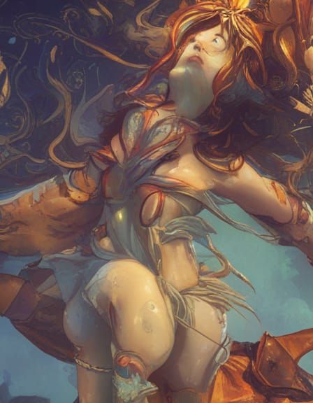Dynamic Concept Art in Orange and Teal
