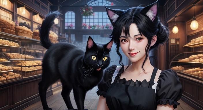 Jiji in Bakery: A Studio Ghibli Scene