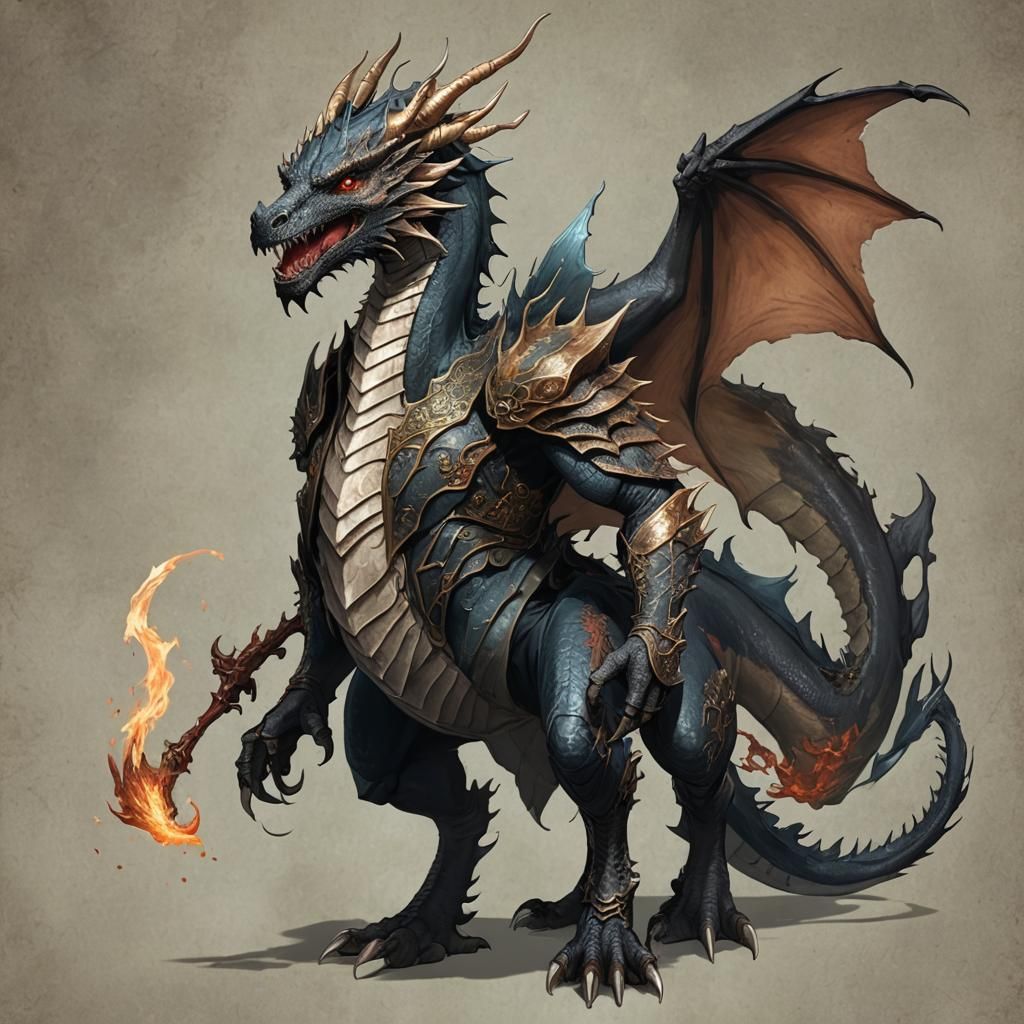 Half-Dragon Half-Human Hybrid Fantasy Creature