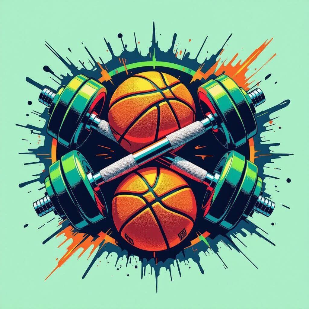 Dynamic 3D Sports Logo with Neon Colors