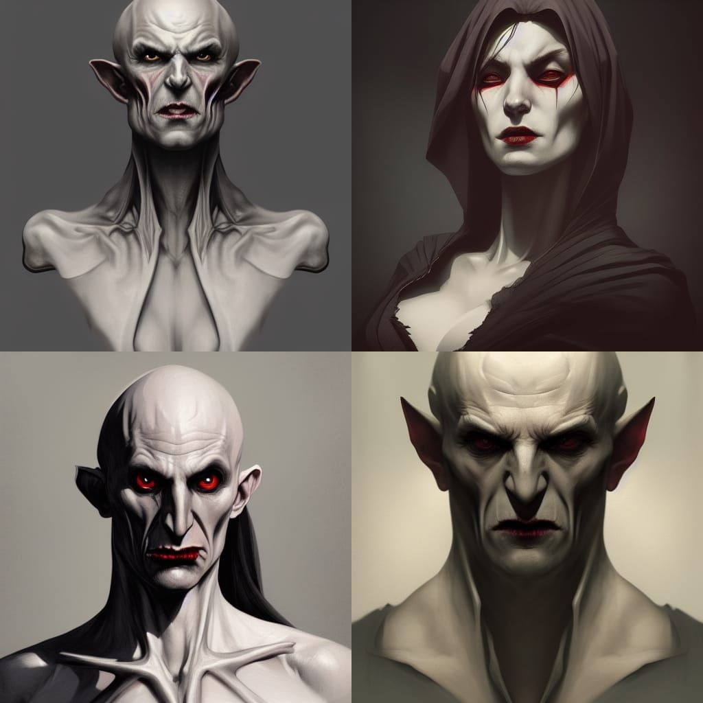 Hyperdetailed Vampire Portrait in Art Nouveau Style