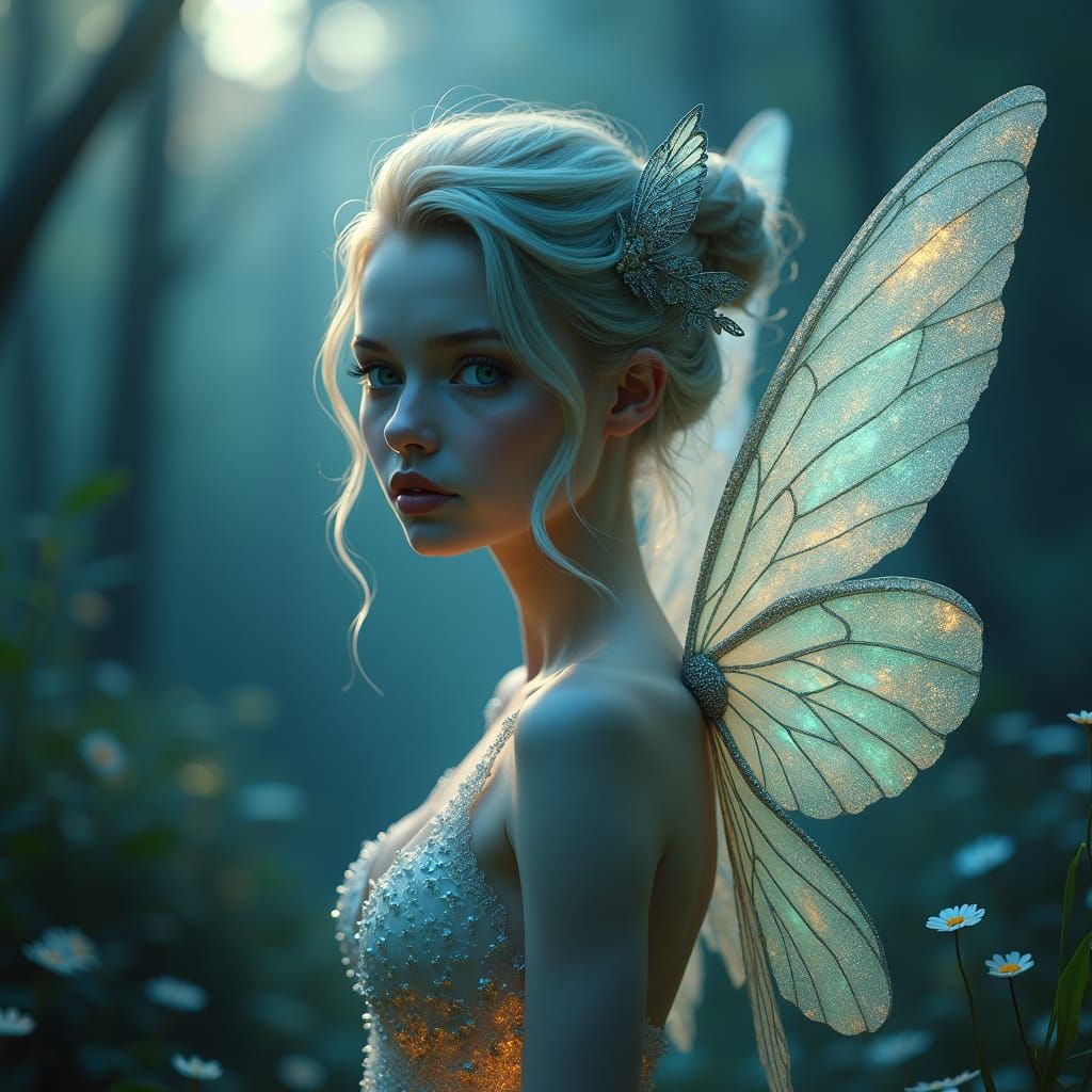Ethereal Iridescent Fairy in Twilight Realm