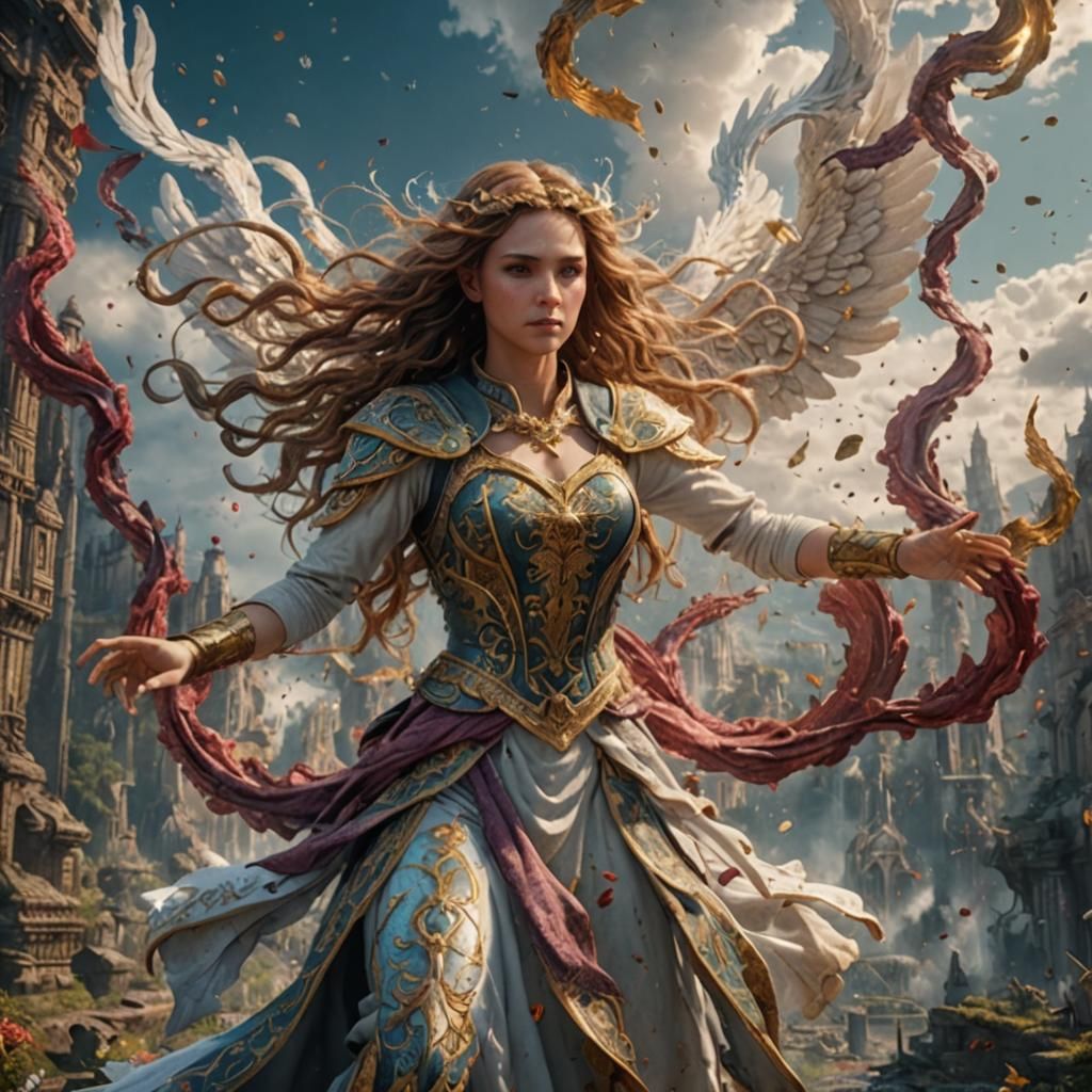Fantastical Flying Angel in Detailed Matte Painting