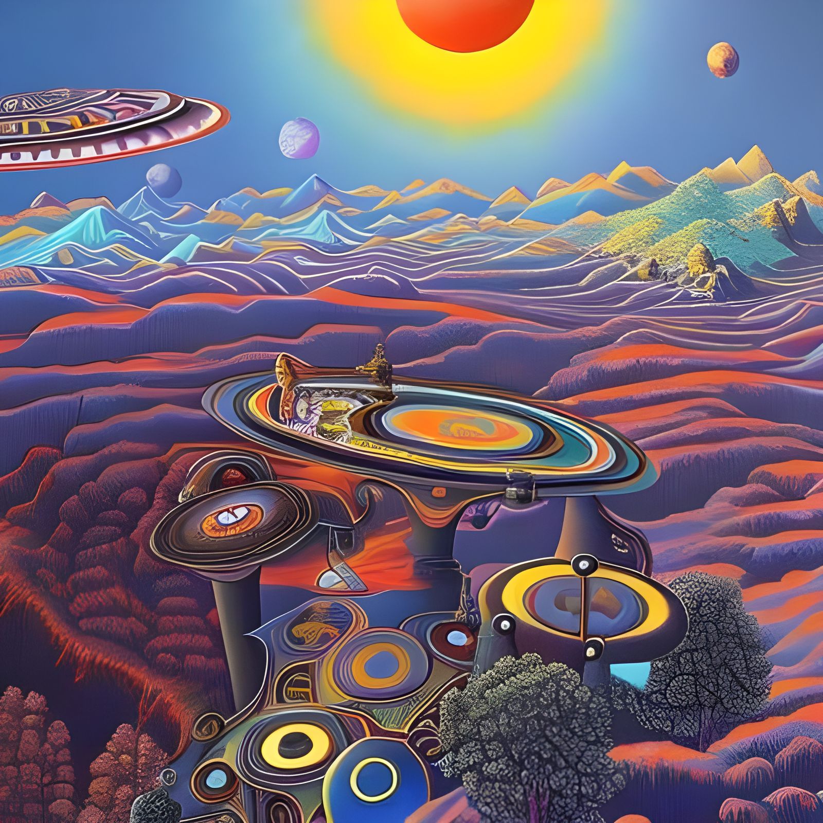 Psychedelic Sci-Fi Painting of a Fundamental Quest
