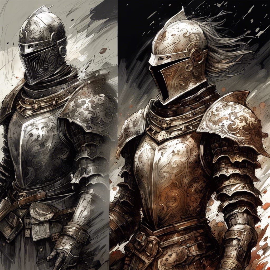 Gothic Knight in Rose Field: Dark Fantasy Art