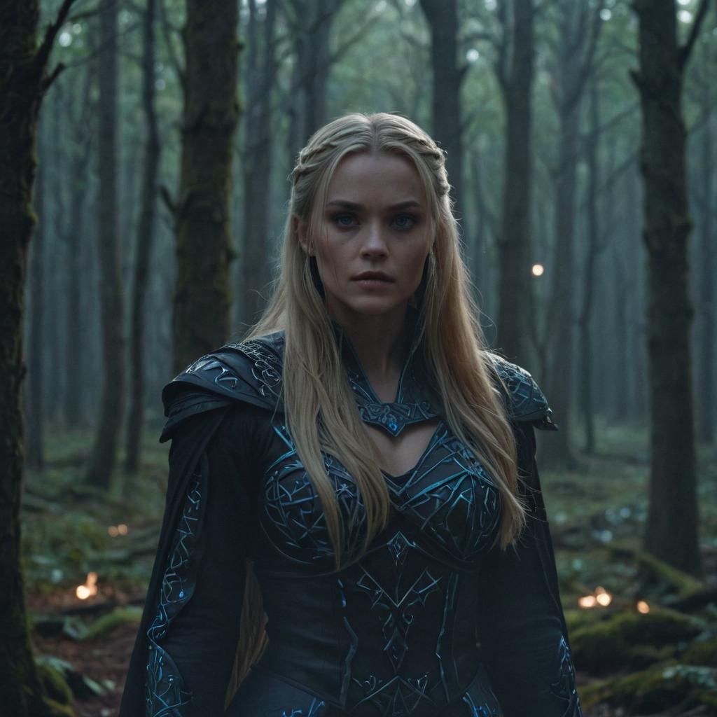 Enchanting Female Villain in Mystical Forest