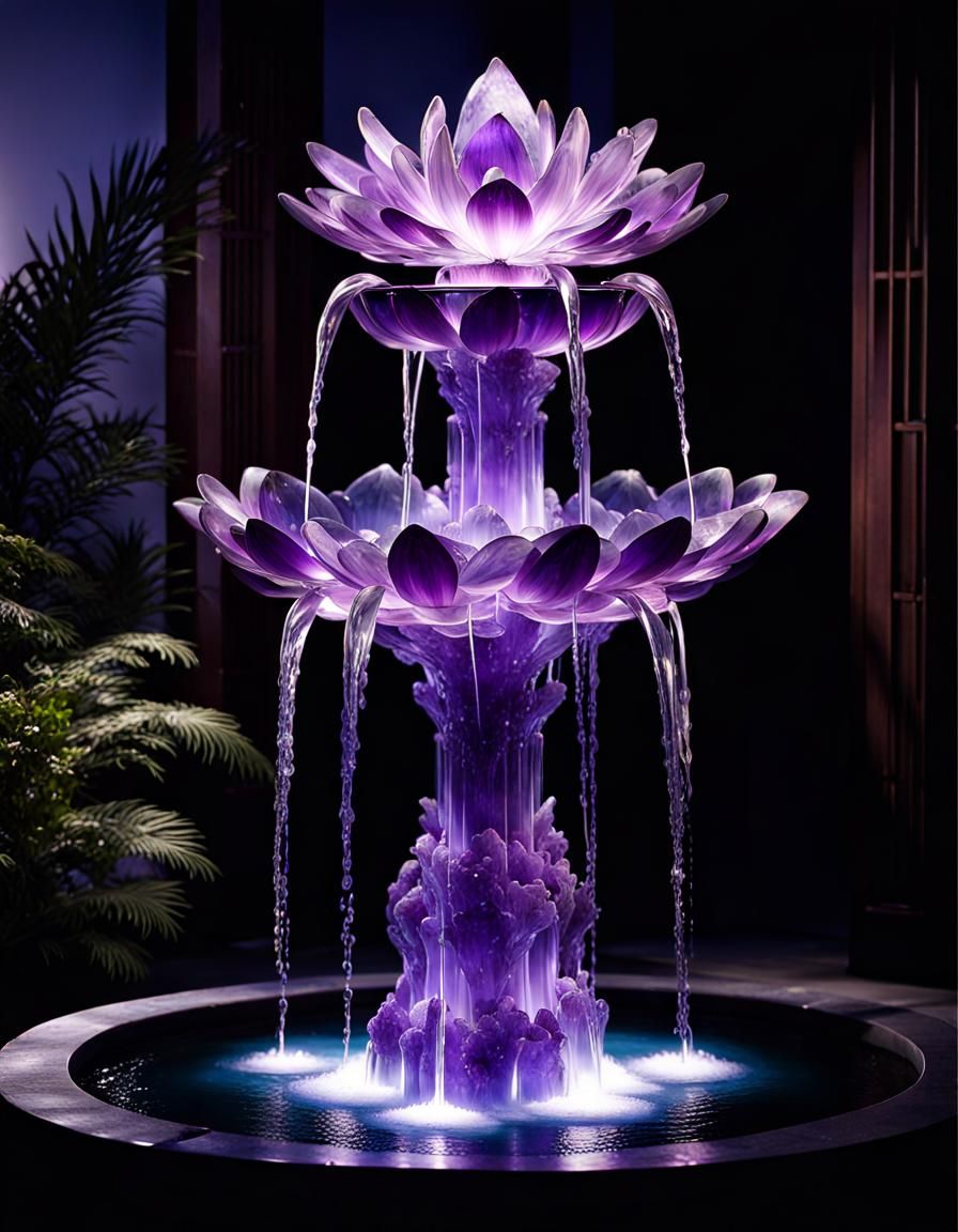 Amethyst chrystal flowers water fountain